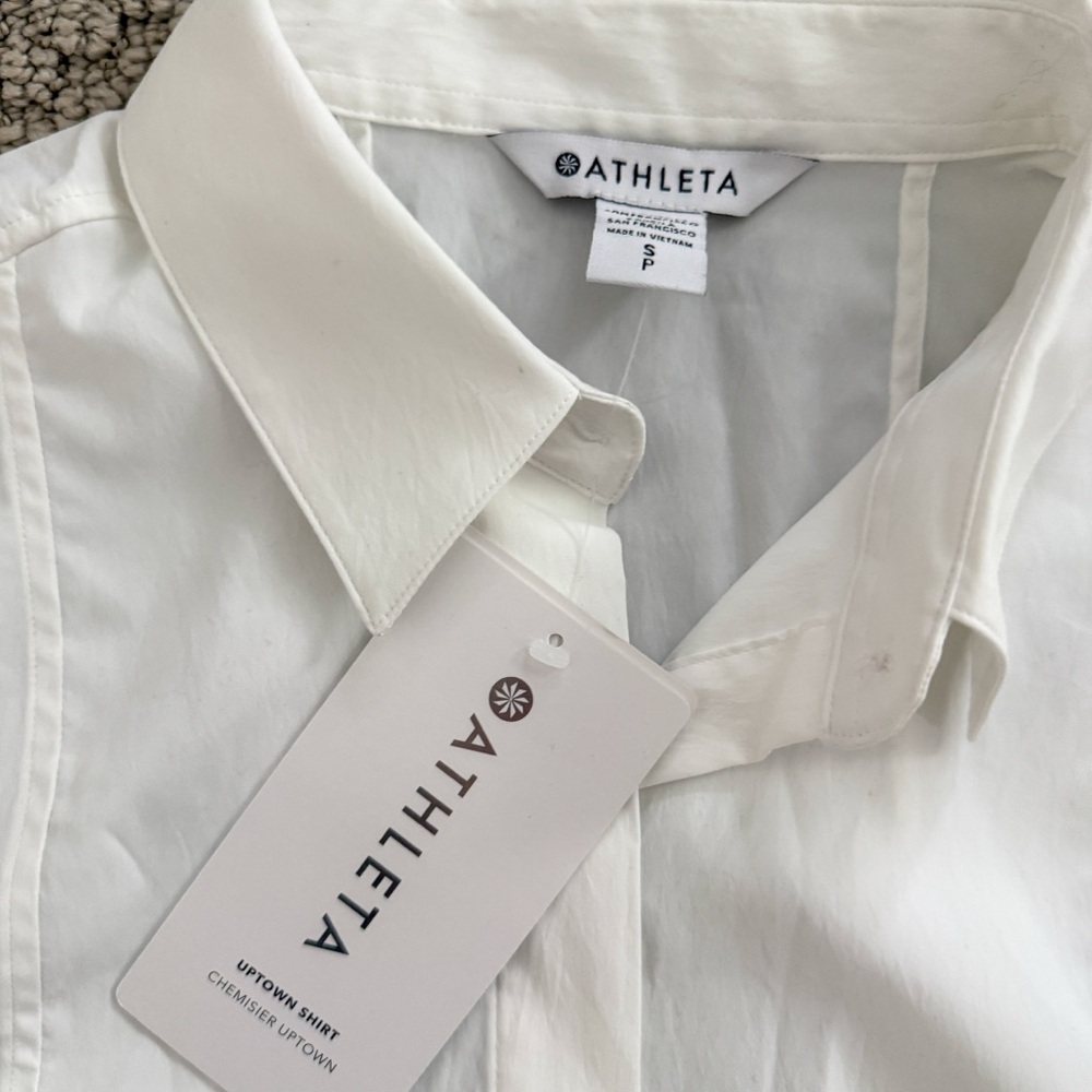 Athleta Womens NWT S Crisp White Collared Shirt - Picture 3 of 11